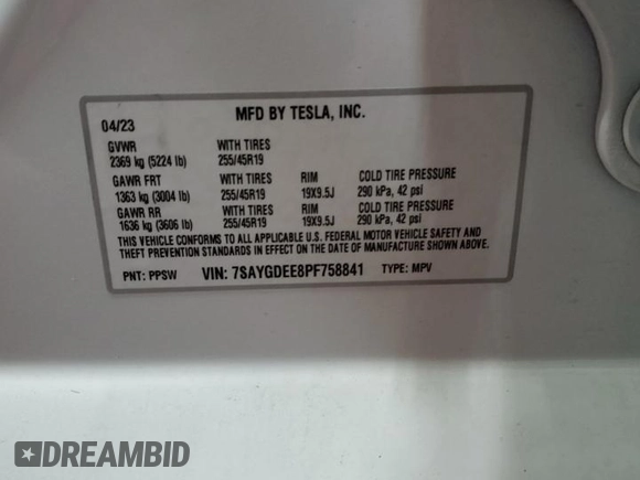 2023 Tesla Model Y Long Range with VIN 7SAYGDEE8PF758841, listed as a Copart auction lot 62851164 with 16,811 mi miles and Non Repairable. Bid and sale history available at DreamBid. Image 14.