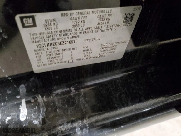 2014 Chevrolet Silverado 1500 LT with VIN 1GCVKREC3EZ216970, listed as a Copart auction lot 84018004 with 129,233 mi miles and Salvage Title. Bid and sale history available at carsss.com. Image 12.
