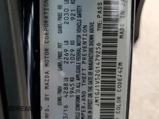 2016 Mazda Mazda6 i Touring with VIN JM1GJ1V52G1479256, listed as a Copart auction lot 51911345 with 216,999 mi miles and Salvage Title. Bid and sale history available at carsss.com. Image 12.