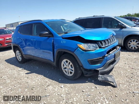 2018 Jeep Compass Sport with VIN 3C4NJCAB9JT468317, listed as a Copart auction lot 57658635 with 65,534 mi miles and Salvage title. Bid and sale history available at DreamBid. Image 4.