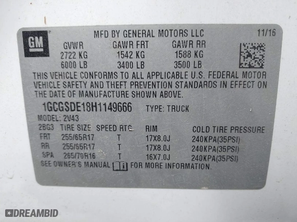 2017 Chevrolet Colorado 2WD Z71 with VIN 1GCGSDE18H1149666, listed as a IAAI auction lot 40526720 with 142,451 mi miles. Bid and sale history available at carsss.com. Image 9.