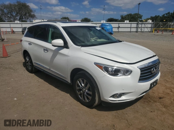 2013 Infiniti JX35 with VIN 5N1AL0MN6DC330680, listed as a Copart auction lot 71867564 with 65,203 mi miles and Salvage Title. Bid and sale history available at carsss.com. Image 4.