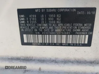 2018 Subaru Impreza Premium с VIN 4S3GTAB67J3750685, выставлен на аукционе IAAI как лот 41109779 с пробегом 61 600 миль миль и . История ставок и продаж доступна на DreamBid. Изображение 9.