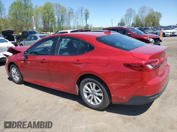 2025 Toyota Camry LE with VIN 4T1DAACK0SU016434, listed as a Copart auction lot 55310005 with 25,599 mi miles and Clean Title. Bid and sale history available at carsss.com. Image 2.