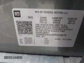 2023 Chevrolet Suburban Premier with VIN 1GNSCFKD3PR519575, listed as a IAAI auction lot 41467325 with 18,007 mi miles and . Bid and sale history available at DreamBid. Image 7.