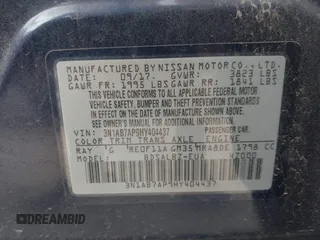 2017 Nissan Sentra S z VIN 3N1AB7AP9HY404437, wystawiony jako IAAI lot #42474178 z przebiegiem 77 931 mil mil oraz . Historia ofert i sprzedaży dostępna na DreamBid. Obrazek 9.
