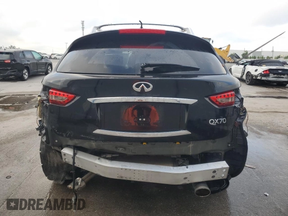 2014 Infiniti QX70 with VIN JN8CS1MU9EM450664, listed as a Copart auction lot 50768775 with 121,566 mi miles and Salvage Title. Bid and sale history available at DreamBid. Image 6.