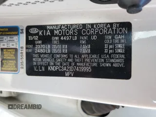 2013 Kia Sportage EX with VIN KNDPC3A21D7419995, listed as a Copart auction lot 44329055 with 139,181 mi miles and Salvage title. Bid and sale history available at DreamBid. Image 14.