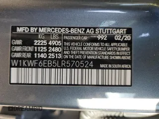 2020 Mercedes-Benz C 43 AMG with VIN W1KWF6EB5LR570524, listed as a Copart auction lot 48474575 with 65,488 mi miles and Salvage Title. Bid and sale history available at carsss.com. Image 15.