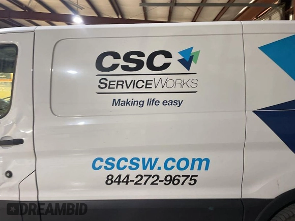 2019 Ford Transit with VIN 1FTYE1YM0KKB31969, listed as a IAAI auction lot 42035202 with 161,014 mi miles. Bid and sale history available at carsss.com. Image 1.