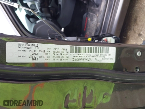 2015 Dodge Durango SXT with VIN 1C4RDJAG0FC947060, listed as a IAAI auction lot 42505938 with 124,705 mi miles and . Bid and sale history available at DreamBid. Image 9.