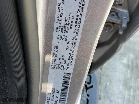 2020 Ram 1500 Big Horn with VIN 1C6SRFFT4LN415176, listed as a Copart auction lot 49219135 with 45,175 mi miles and Salvage Title. Bid and sale history available at carsss.com. Image 12.