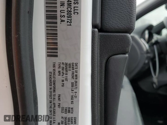 2021 Jeep Grand Cherokee Laredo X with VIN 1C4RJFAG4MC809721, listed as a Copart auction lot 53433595 with 136,257 mi miles and Salvage title. Bid and sale history available at DreamBid. Image 13.