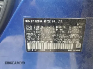 2016 Honda Fit EX with VIN JHMGK5H7XGX041744, listed as a Copart auction lot 60459835 with 76,698 mi miles and Salvage title. Bid and sale history available at DreamBid. Image 12.