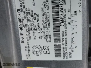 2020 Ford Fusion Hybrid Titanium with VIN 3FA6P0RU5LR100360, listed as a Copart auction lot 51325575 with 77,217 mi miles and Salvage Title. Bid and sale history available at carsss.com. Image 12.
