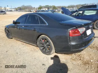 2012 Audi A8 with VIN WAUAVAFD5CN013921, listed as a Copart auction lot 47845595 with 92,512 mi miles and Salvage title. Bid and sale history available at DreamBid. Image 2.