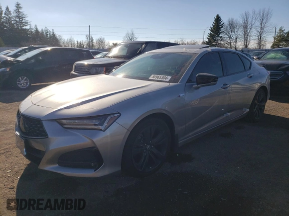2021 Acura TLX w/A-Spec Package with VIN 19UUB6F51MA801460, listed as a Copart auction lot 80965304 with 0 mi miles and Clean Title. Bid and sale history available at carsss.com. Image 1.