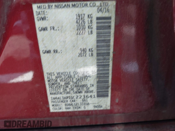 2016 Nissan Altima S z VIN 1N4AL3AP1GC223641, wystawiony jako IAAI lot #42234767 z przebiegiem 149 869 mil mil oraz . Historia ofert i sprzedaży dostępna na DreamBid. Obrazek 9.