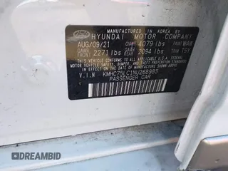 2022 Hyundai Ioniq SE with VIN KMHC75LC1NU268983, listed as a IAAI auction lot 41851313 with 34,865 mi miles and . Bid and sale history available at DreamBid. Image 9.