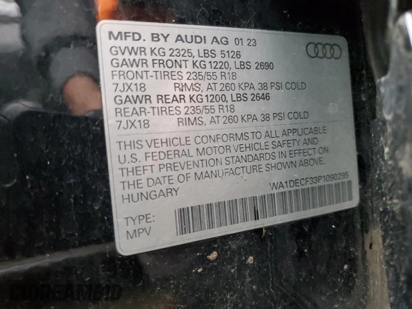 2023 Audi Q3 S line Premium with VIN WA1DECF33P1090295, listed as a Copart auction lot 45247155 with Not provided miles and Salvage title. Bid and sale history available at DreamBid. Image 14.