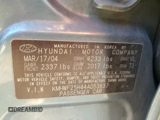 2004 Hyundai Sonata with VIN KMHWF25H44A053637, listed as a Copart auction lot 45029955 with 215,222 mi miles and Salvage Title. Bid and sale history available at carsss.com. Image 12.