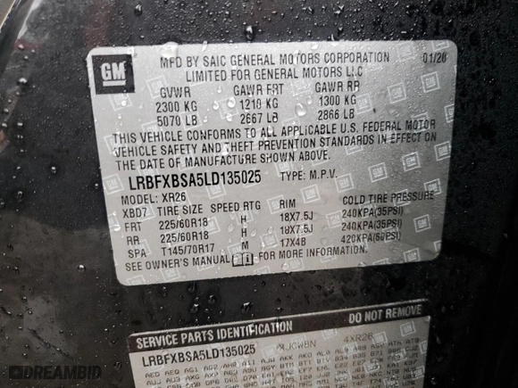 2020 Buick Envision Preferred with VIN LRBFXBSA5LD135025, listed as a Copart auction lot 43317555 with 48,113 mi miles and Salvage Title. Bid and sale history available at carsss.com. Image 13.