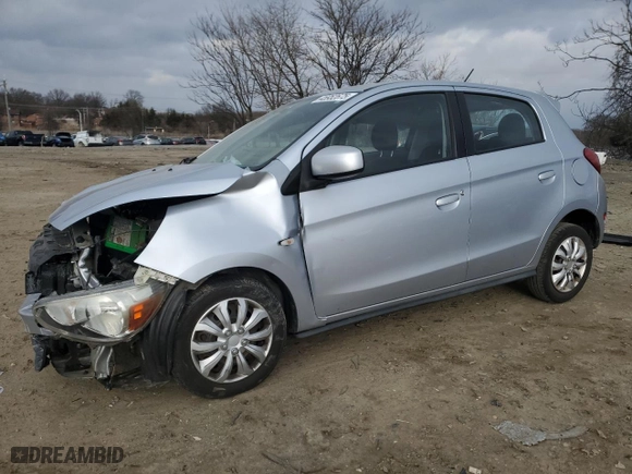 2015 Mitsubishi Mirage DE with VIN ML32A3HJ4FH053303, listed as a Copart auction lot 45952675 with 122,396 mi miles and Salvage Title. Bid and sale history available at carsss.com. Image 1.