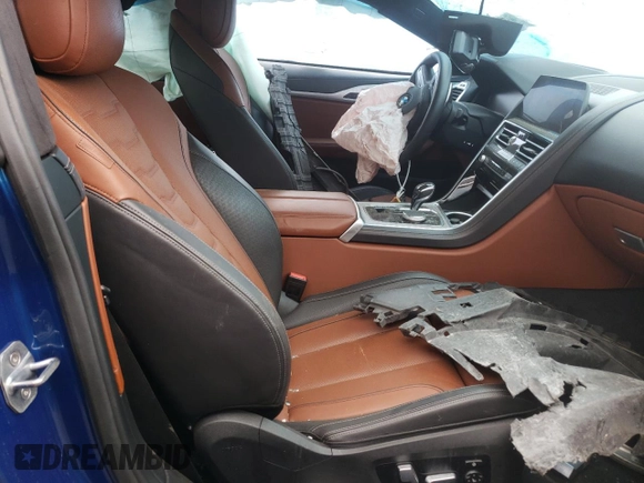 2019 BMW 8 Series M850i xDrive with VIN WBABC4C58KBU96586, listed as a Copart auction lot 55879625 with Not provided miles and Salvage title. Bid and sale history available at DreamBid. Image 7.