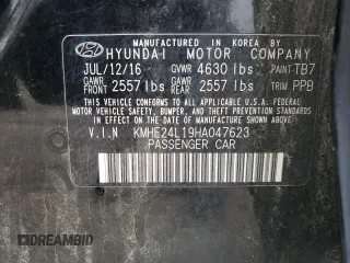 2017 Hyundai Sonata Hybrid SE with VIN KMHE24L19HA047623, listed as a Copart auction lot 62664743 with 162,433 mi miles. Bid and sale history available at carsss.com. Image 14.