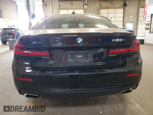 2021 BMW 5 Series 530i xDrive with VIN WBA13BJ01MCF15454, listed as a Copart auction lot 56922345 with 115,667 mi miles and Salvage title. Bid and sale history available at DreamBid. Image 6.