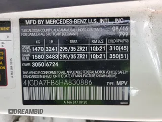 2017 Mercedes-Benz GLE 63 S AMG with VIN 4JGDA7FB6HA830886, listed as a Copart auction lot 60837725 with 130,771 mi miles and Clean title. Bid and sale history available at DreamBid. Image 13.