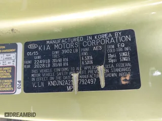 2015 Kia Soul with VIN KNDJN2A21F7792497, listed as a IAAI auction lot 42009828 with 1 mi miles. Bid and sale history available at carsss.com. Image 9.