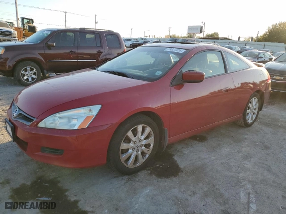 2007 Honda Accord Cpe EX-L with VIN 1HGCM82627A006342, listed as a Copart auction lot 73827234 with NaN miles and Salvage Title. Bid and sale history available at carsss.com. Image 1.