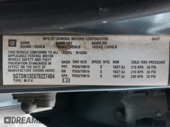 2007 Hummer H3 SUV with VIN 5GTDN13E078227404, listed as a Copart auction lot 78412944 with 155,757 mi miles and Clean Title. Bid and sale history available at carsss.com. Image 13.