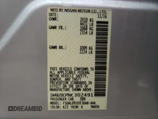 2017 Nissan LEAF SL with VIN 1N4BZ0CP9HC302491, listed as a Copart auction lot 38160433 with 42,910 mi miles. Bid and sale history available at carsss.com. Image 12.