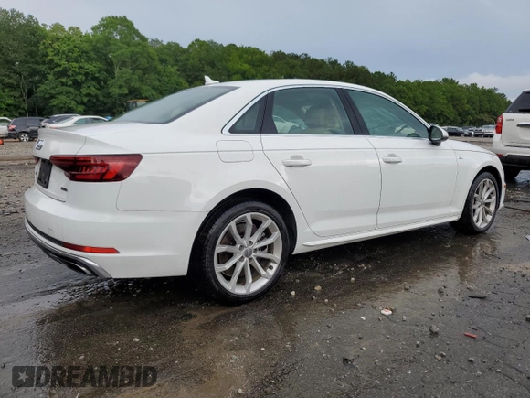 2019 Audi A4 Premium with VIN WAUDNAF43KN013847, listed as a Copart auction lot 59956405 with 54,786 mi miles and Salvage title. Bid and sale history available at DreamBid. Image 3.