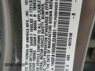 2008 Honda Civic LX z VIN 1HGFA16508L024861, wystawiony jako Copart lot #54228605 z przebiegiem 169 717 mil mil oraz Szkoda całkowita • Salvage title. Historia ofert i sprzedaży dostępna na DreamBid. Obrazek 12.