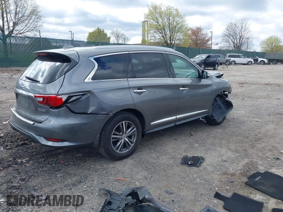 2020 Infiniti QX60 Luxe with VIN 5N1DL0MM1LC506649, listed as a IAAI auction lot 42040390 with 53,185 mi miles and . Bid and sale history available at DreamBid. Image 4.