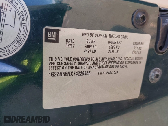 2007 Pontiac G6 GT with VIN 1G2ZH58NX74229466, listed as a IAAI auction lot 41826395 with 200,287 mi miles and . Bid and sale history available at DreamBid. Image 9.