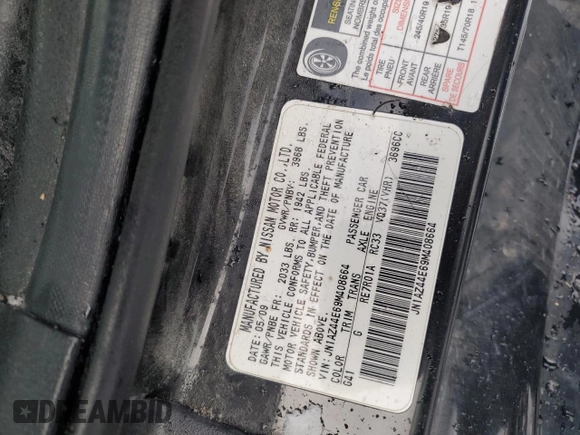 2009 Nissan 370Z Touring with VIN JN1AZ44E69M408664, listed as a Copart auction lot 78356124 with 177,853 mi miles and Salvage Title. Bid and sale history available at carsss.com. Image 11.