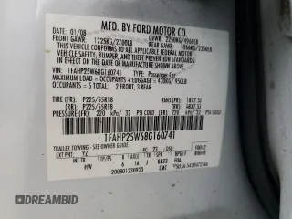 2008 Ford Taurus Limited with VIN 1FAHP25W68G160741, listed as a Copart auction lot 50693785 with 367,975 mi miles and Salvage Title. Bid and sale history available at DreamBid. Image 12.