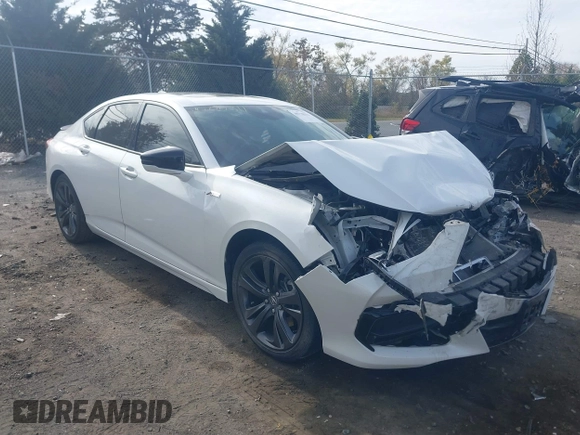 2021 Acura TLX w/A-Spec Package with VIN 19UUB5F58MA002009, listed as a IAAI auction lot 40770311 with 49,791 mi miles. Bid and sale history available at carsss.com. Image 1.