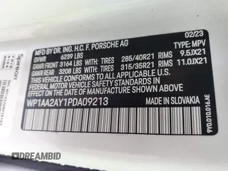 2023 Porsche Cayenne z VIN WP1AA2AY1PDA09213, wystawiony jako IAAI lot #40795024 z przebiegiem 22 522 mil mil oraz . Historia ofert i sprzedaży dostępna na DreamBid. Obrazek 9.