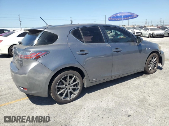 2012 Lexus CT 200h with VIN JTHKD5BH8C2116437, listed as a Copart auction lot 57914565 with 110,327 mi miles and Salvage title. Bid and sale history available at DreamBid. Image 3.