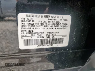 2023 Nissan ARIYA Engage with VIN JN1AF0BAXPM407323, listed as a Copart auction lot 56925375 with 28,434 mi miles and Salvage title. Bid and sale history available at DreamBid. Image 13.