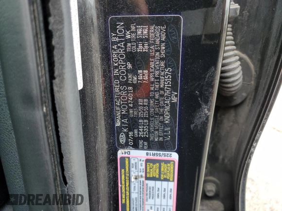 2017 Kia Sportage EX with VIN KNDPNCAC7H7151575, listed as a Copart auction lot 55811405 with 185,728 mi miles and Salvage title. Bid and sale history available at DreamBid. Image 13.
