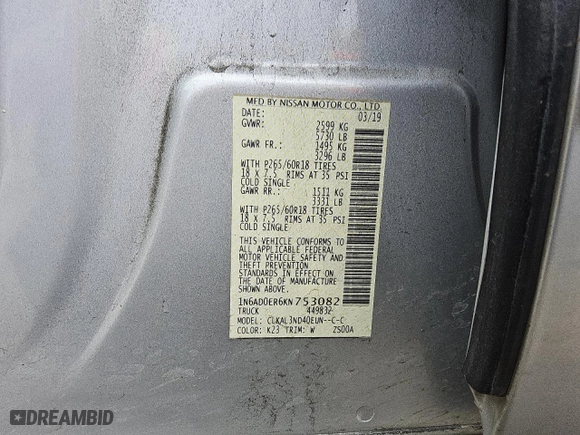 2019 Nissan Frontier SL with VIN 1N6AD0ER6KN753082, listed as a Copart auction lot 47171295 with 150,443 mi miles and Clean Title. Bid and sale history available at carsss.com. Image 12.