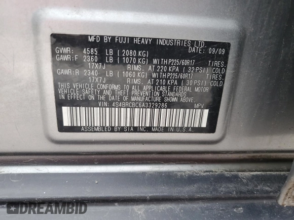2010 Subaru Outback Premium с VIN 4S4BRCBC6A3329286, выставлен на аукционе Copart как лот 55616695 с пробегом Не указан миль и Списание • Salvage title. История ставок и продаж доступна на DreamBid. Изображение 12.