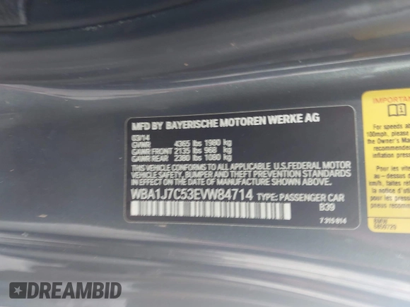 2014 BMW 2 Series M235i с VIN WBA1J7C53EVW84714, выставлен на аукционе IAAI как лот 42128399 с пробегом 63 751 миль миль и . История ставок и продаж доступна на DreamBid. Изображение 9.