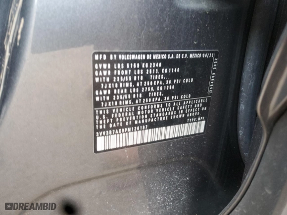 2023 Volkswagen Tiguan SE with VIN 3VV3B7AX9PM126197, listed as a Copart auction lot 86929994 with 23,021 mi miles and Salvage Title. Bid and sale history available at carsss.com. Image 13.